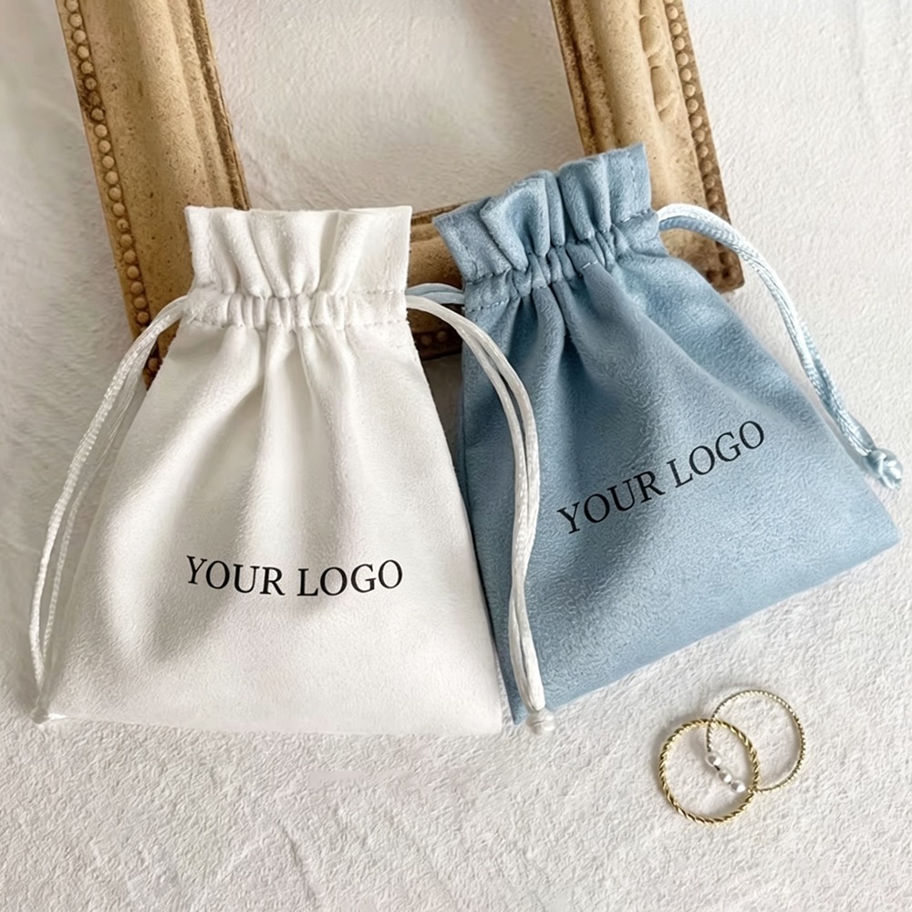 Custom Logo Velvet Jewelry Packaging Pouches Drawstring Bags