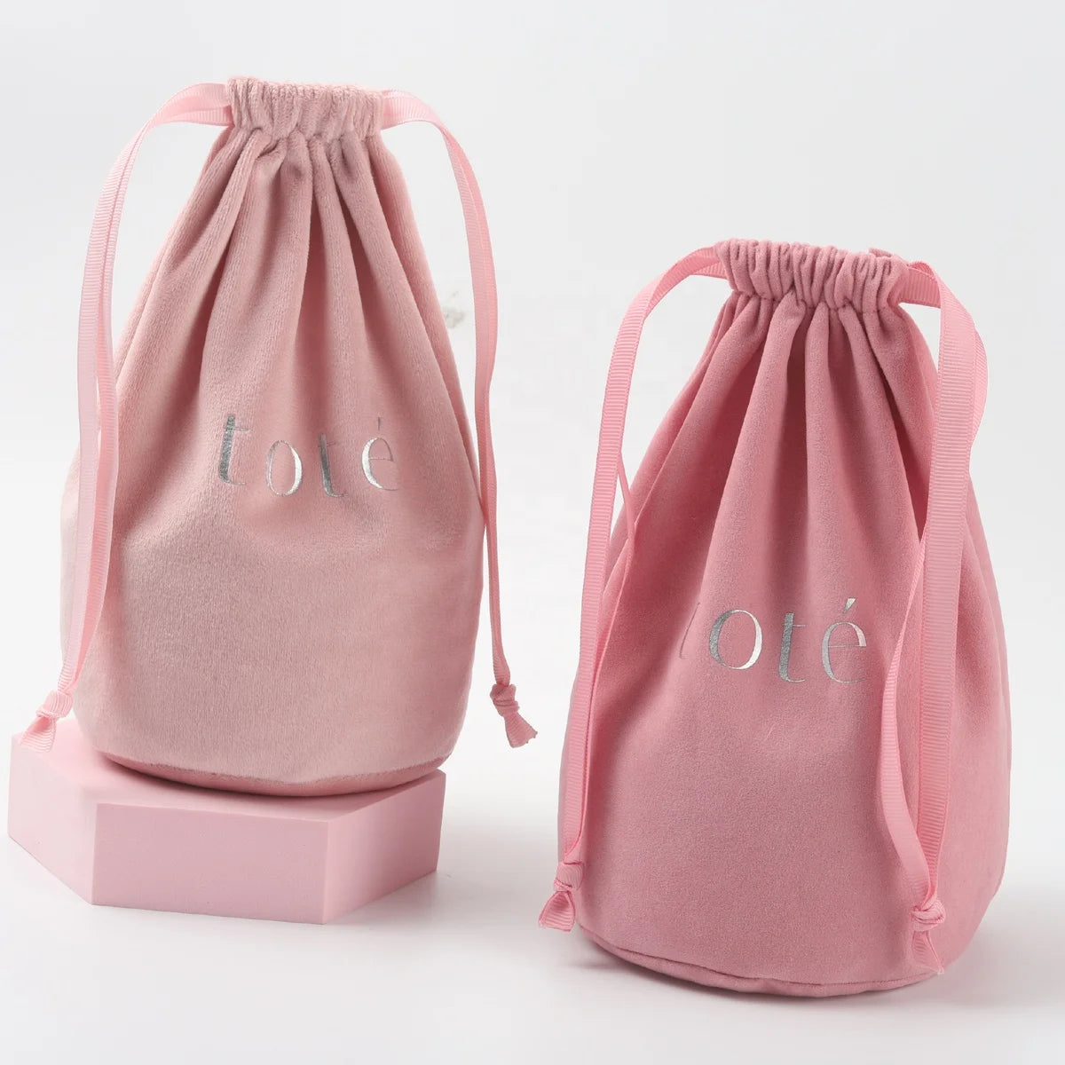 Custom Velvet Round Bottom Drawstring Bags | Logo Printed Gift Pouches