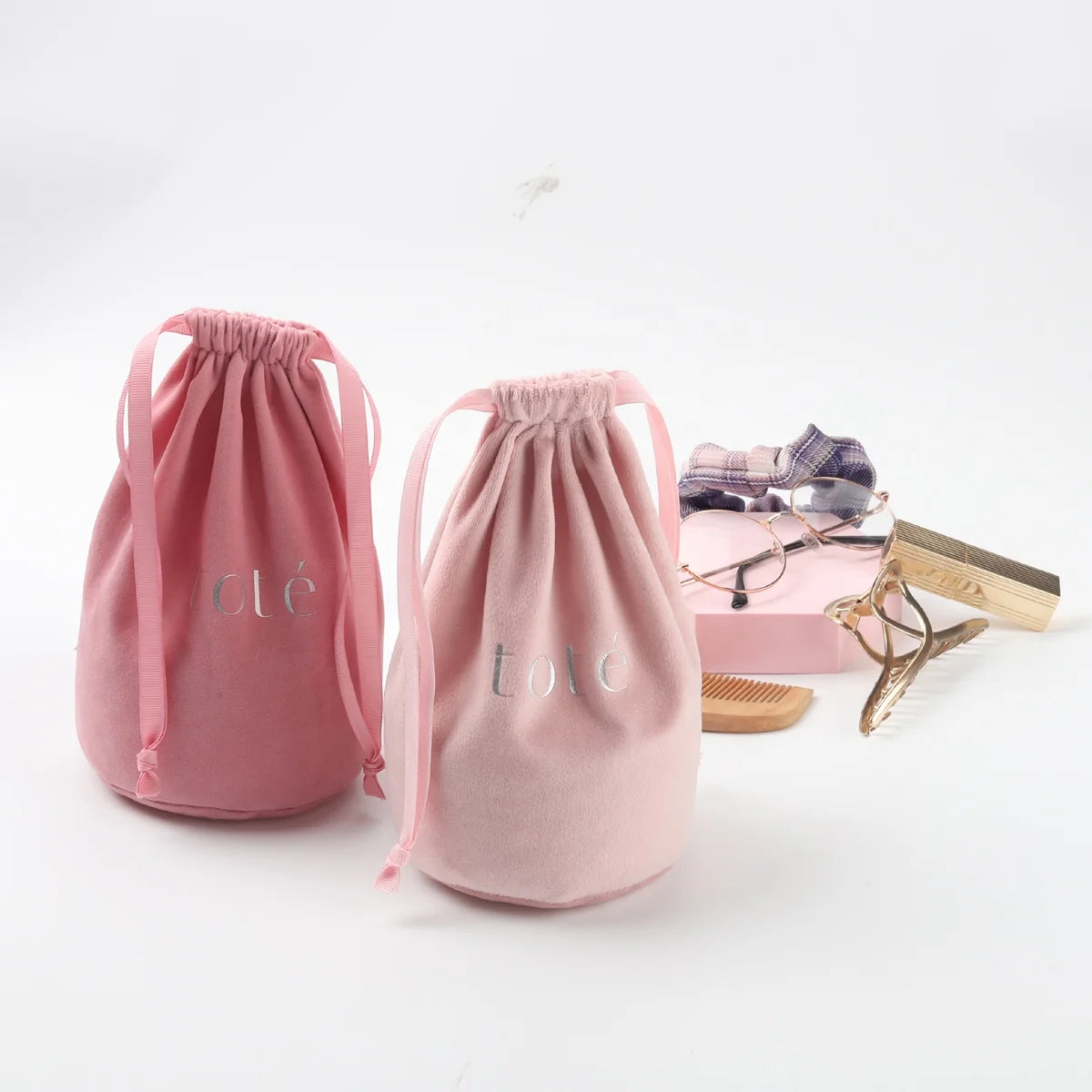 Custom Velvet Round Bottom Drawstring Bags | Logo Printed Gift Pouches