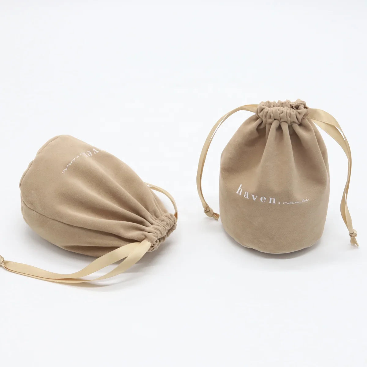 Custom Velvet Round Bottom Drawstring Bags | Logo Printed Gift Pouches