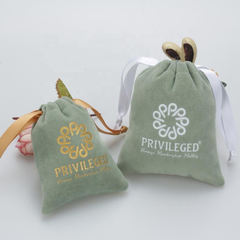 Custom Logo Velvet Drawstring Bags for Jewelry, Gifts, and Accessories