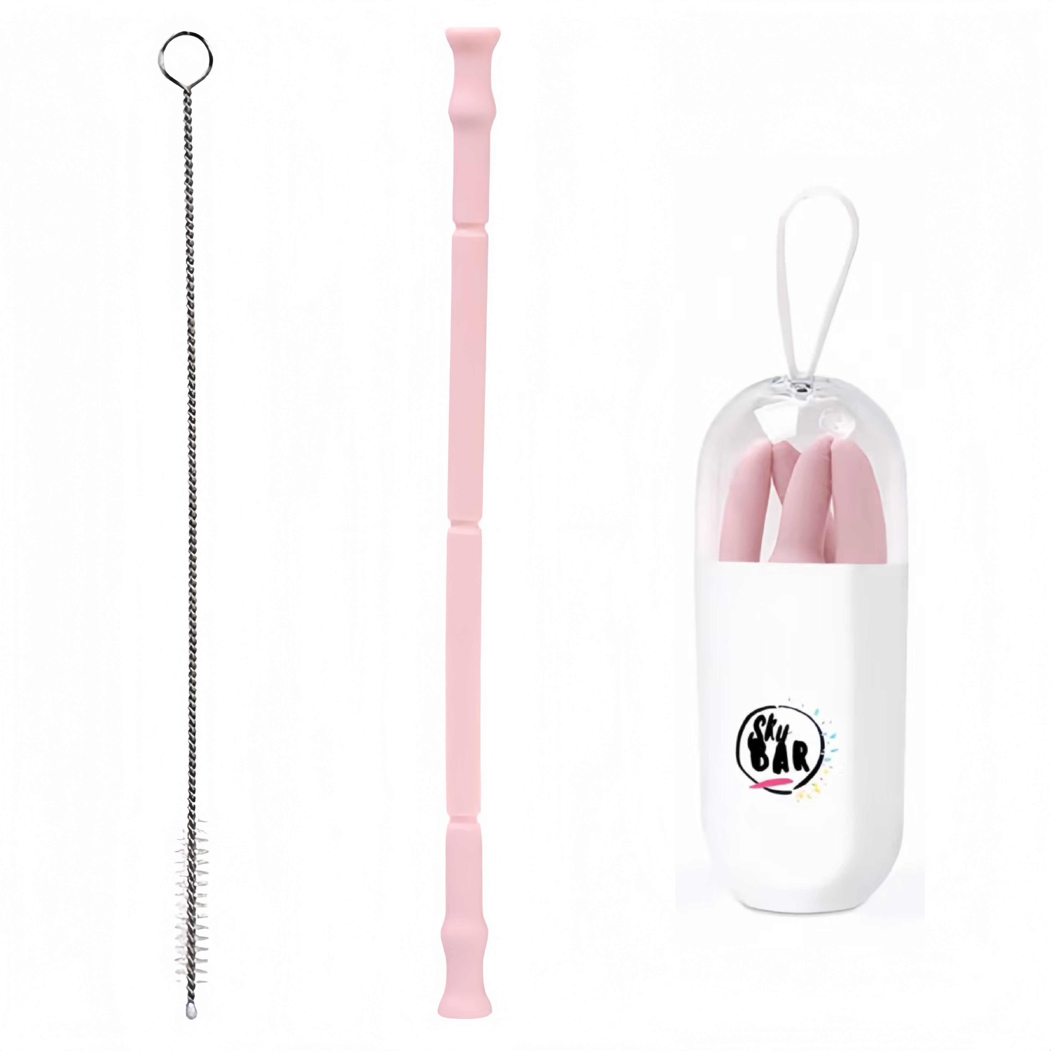 Wholesale Reusable Drinking Straws Silicone Folding Straws with Cases and Brush