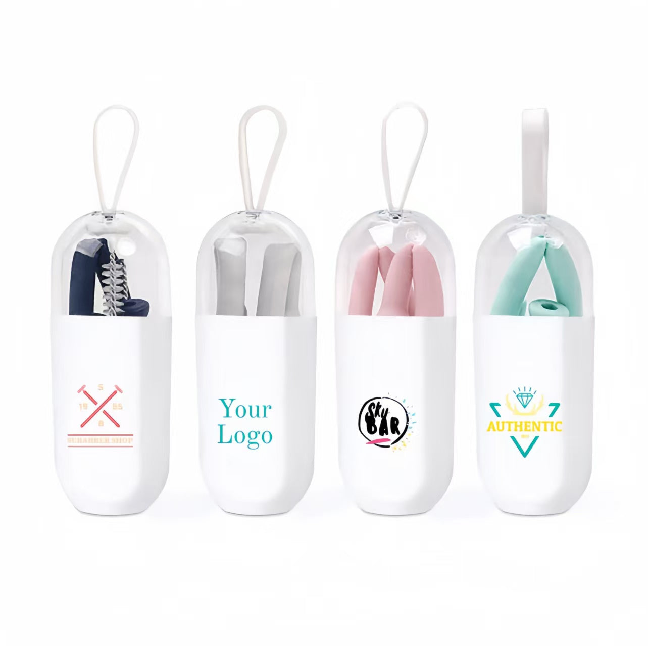 50Custom logo Reusable Silicone Drinking Straw Portable Silicone Straw With Case