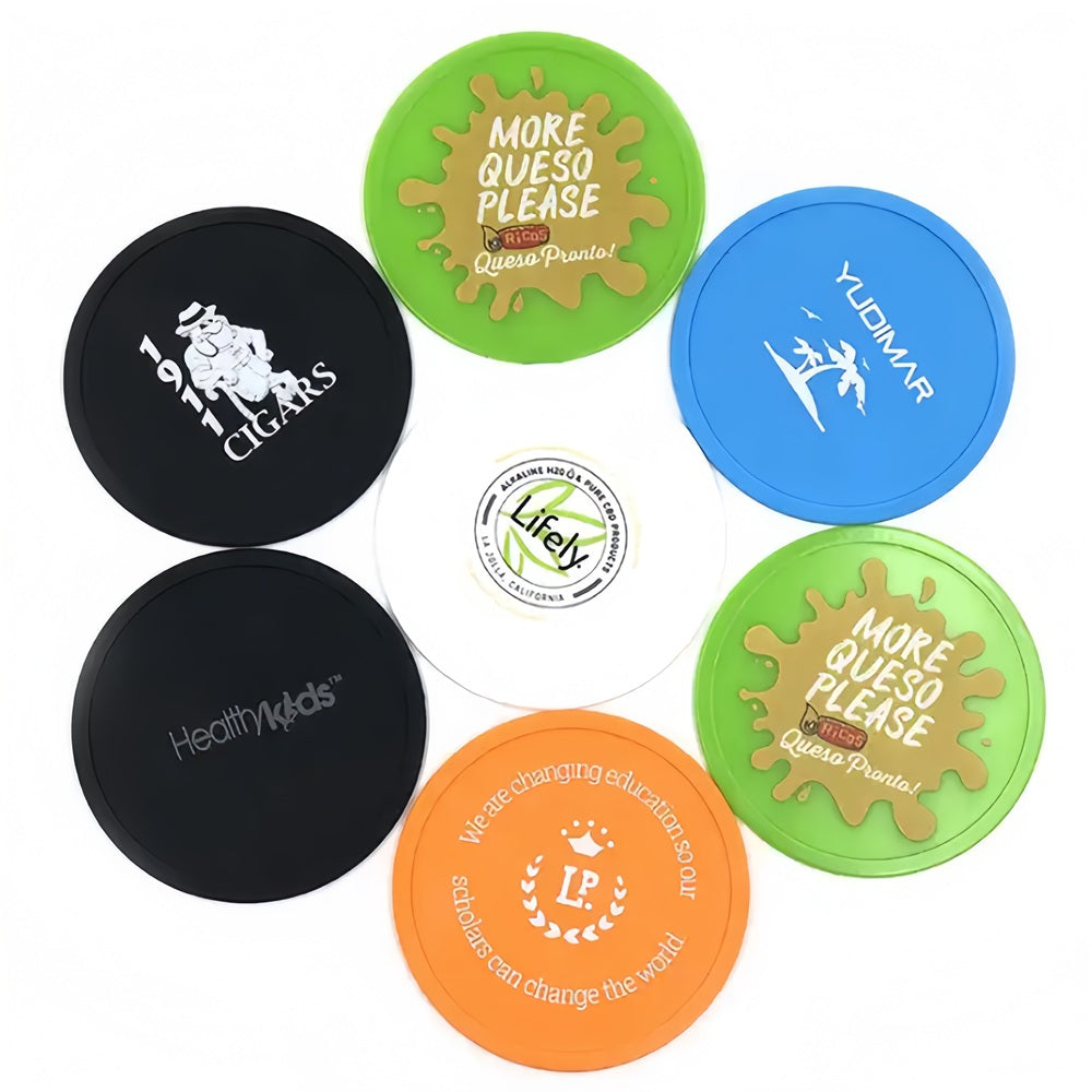 Custom Shape Rubber Coasters – Soft PVC Drink Coasters with Personalized Logo Design