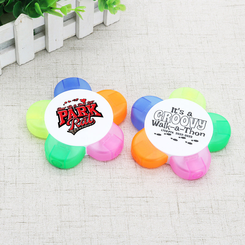 Promotional Branded Five Color Flowers Highlighter Pens For Office