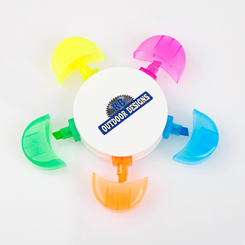 Promotional Branded Five Color Flowers Highlighter Pens For Office