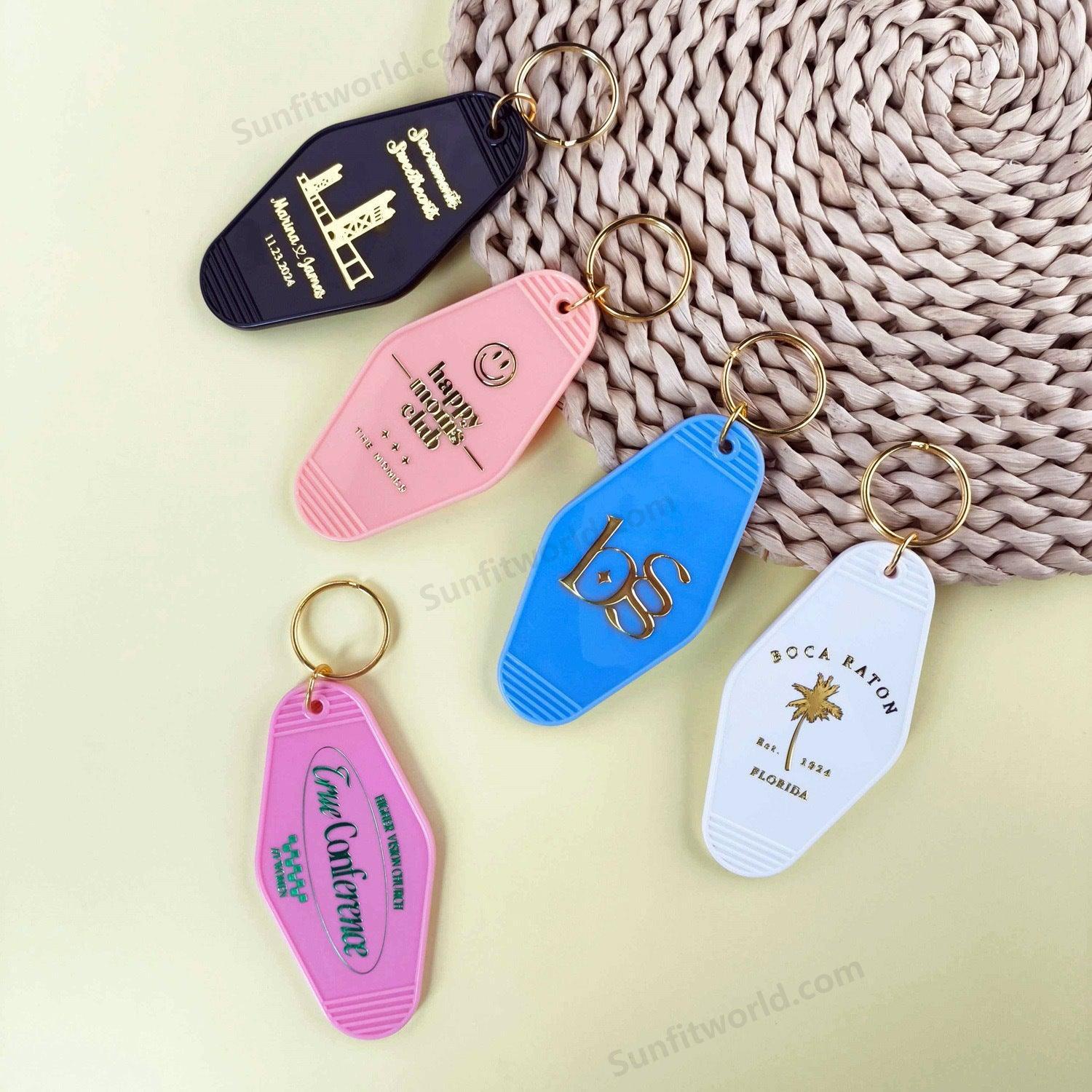 vintage keychain gold foil motel key tags