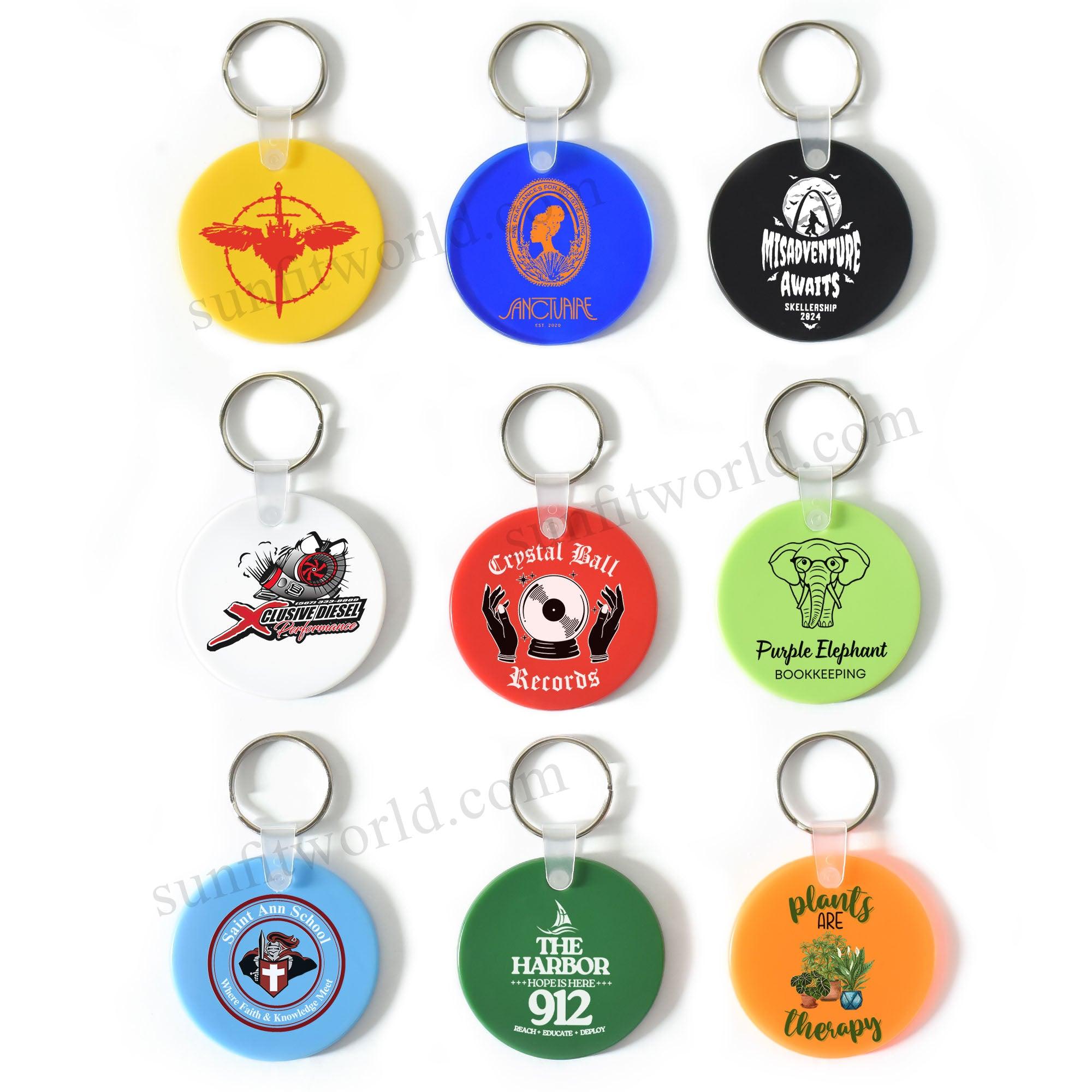 Round Shape Promotional PVC Key Tag Printed Round Style Soft Keychains