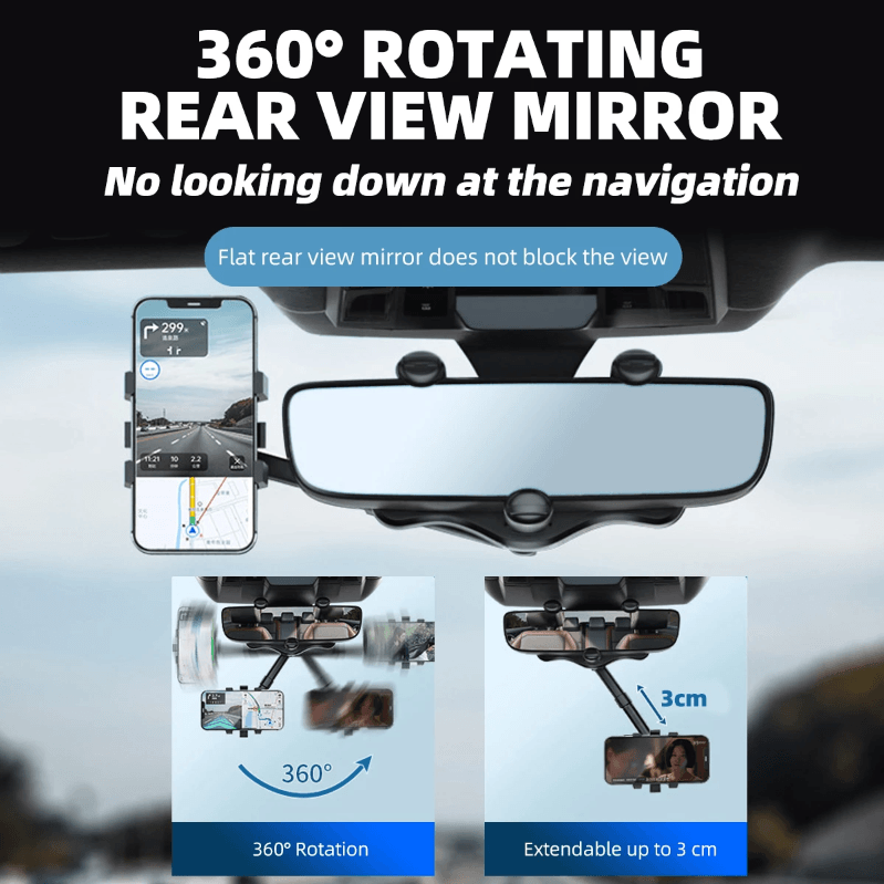 2024 New Hot 360° Rotatable Phone Holder Stand Adjustable Mount for Rearview Mirror