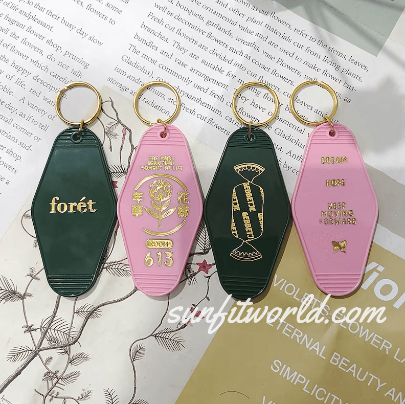 Personalized Gold Foil Keychains Key Tag | Designer Keychain Logo Keychain Product