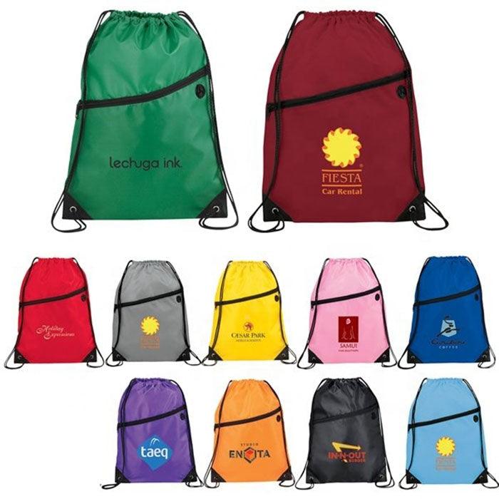 Custom Black Drawstring Gym Bag Sport Bag Sackpack with zipper