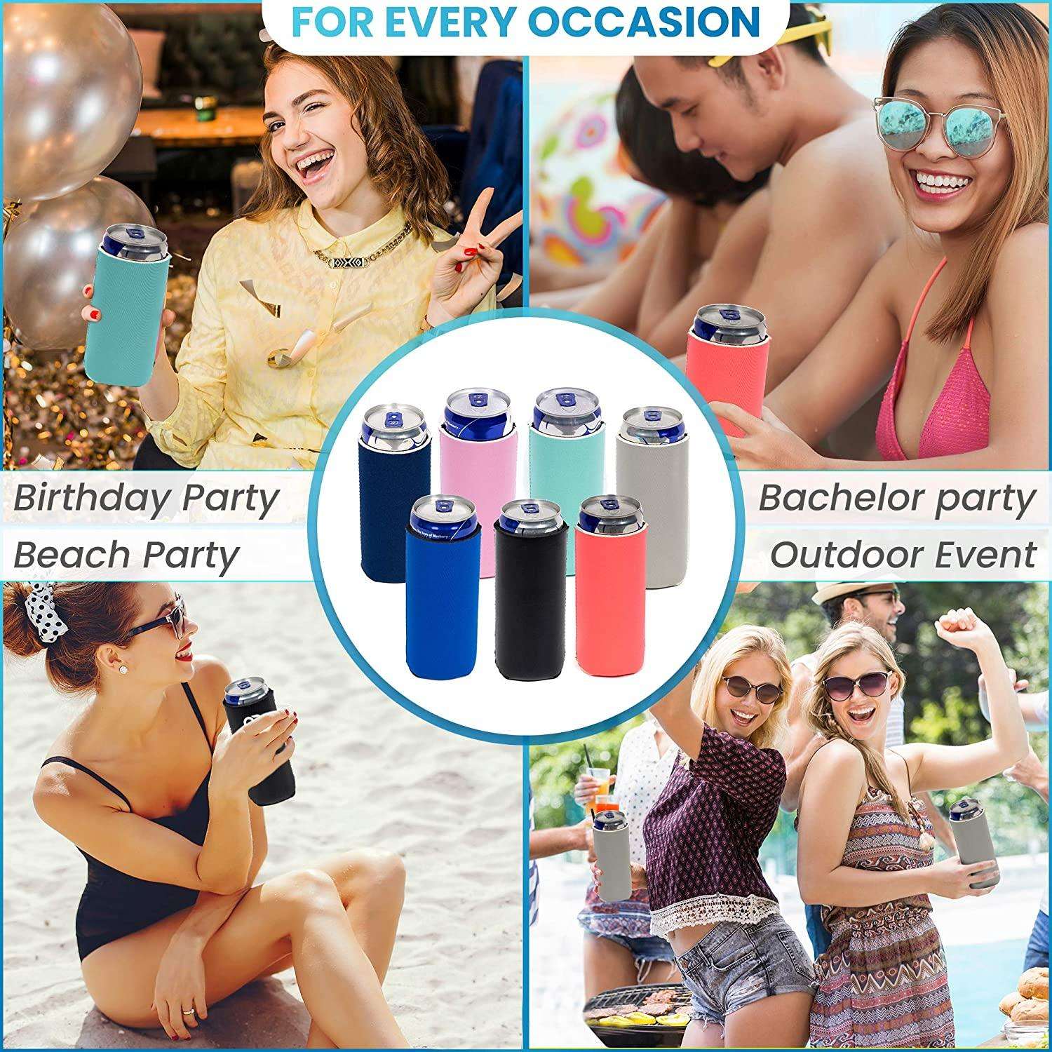 1/6 Neoprene Waterproof Insulated Custom Sublimation Logo Slap Wrap Portable Bottle Beer Can coozie