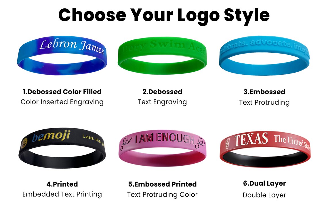 100Pcs Custom Silicone Wristbands,Personalized Rubber Wristbands,Custom Text Logo Bracelet