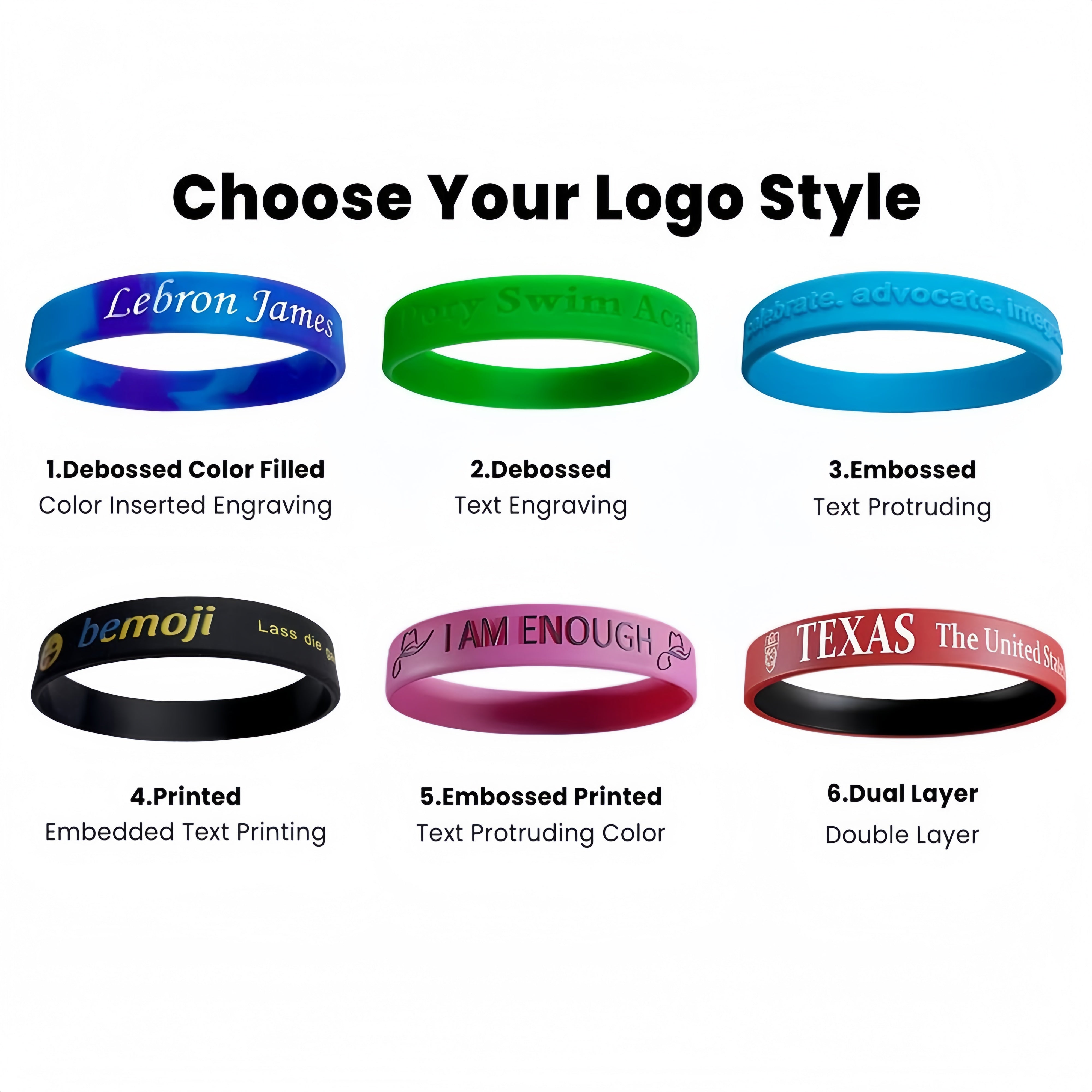 100Pcs Custom Silicone Wristbands, Custom Text Logo Bracelet