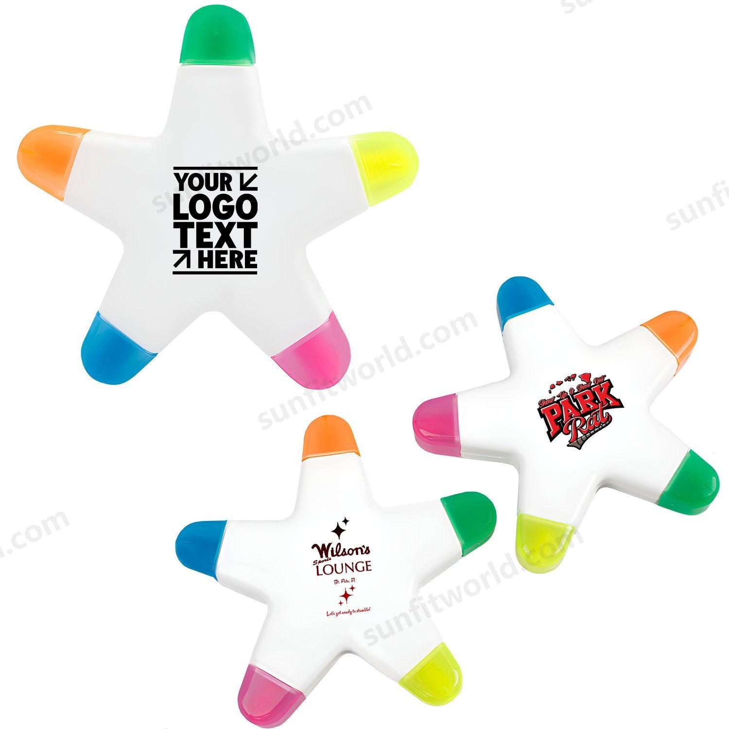 Custom Logo 5-in-1 Promotional Star Shape Highlighters Marker Pen