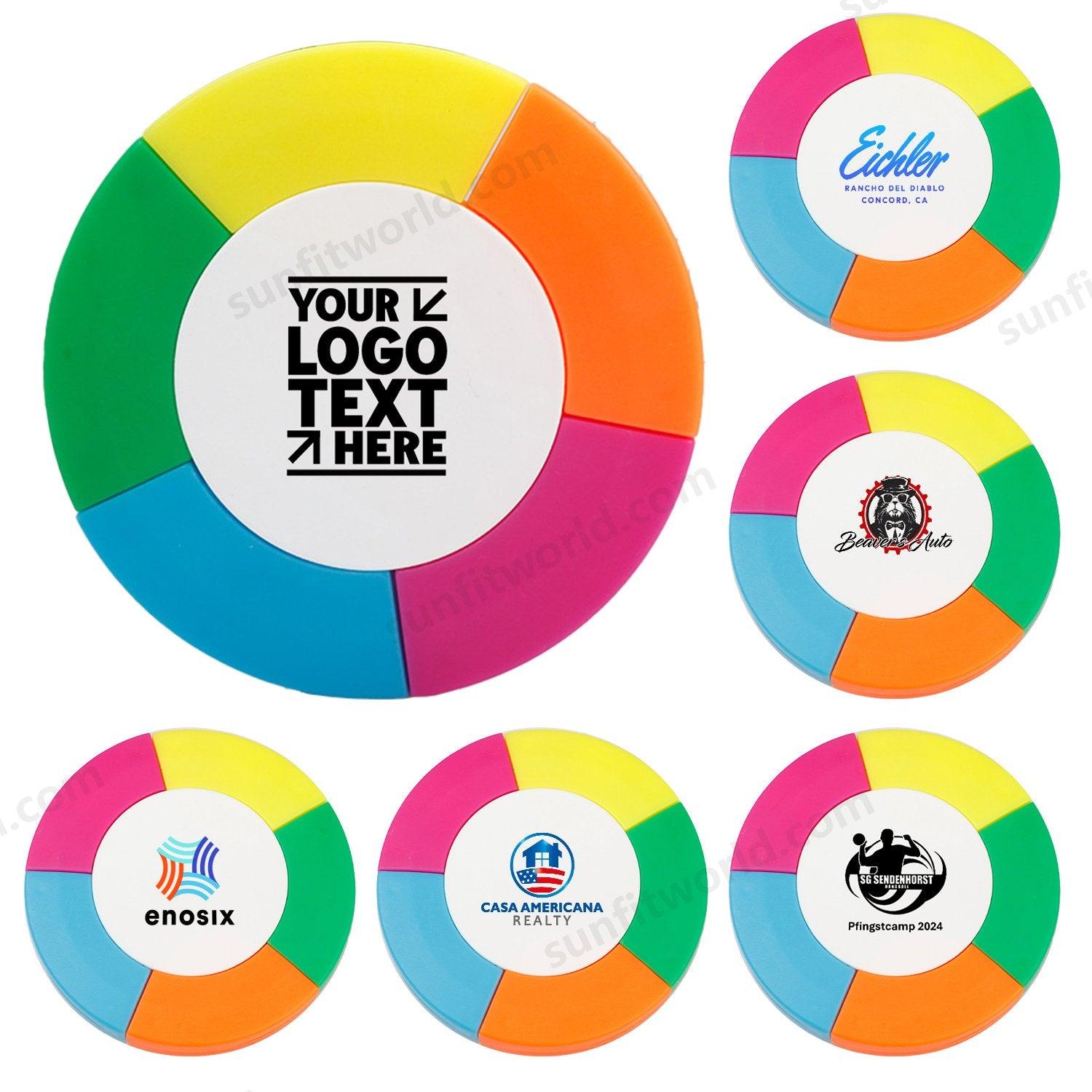 Custom Branded Promotional Round Five Color Highlighter For Office
