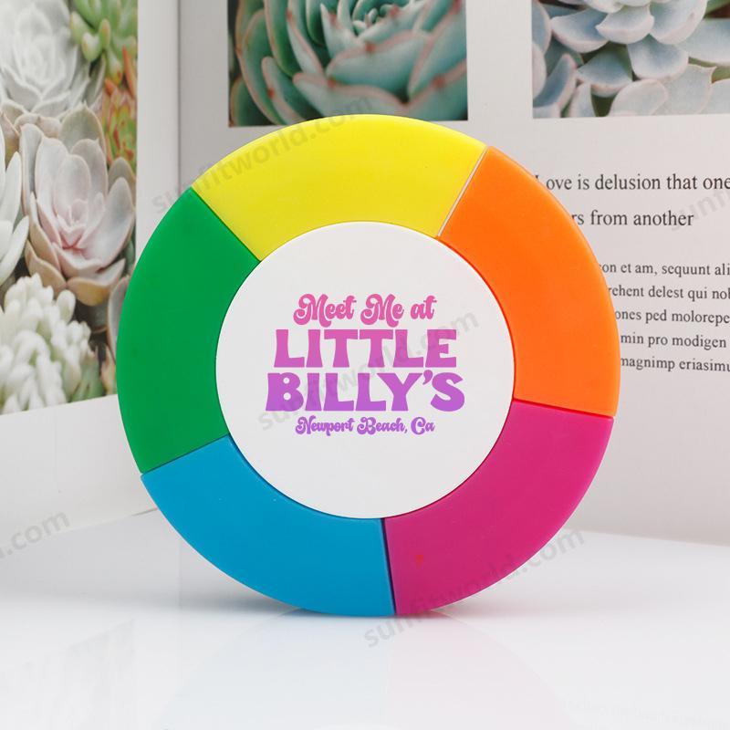 Custom Branded Promotional Round Five Color Highlighter For Office
