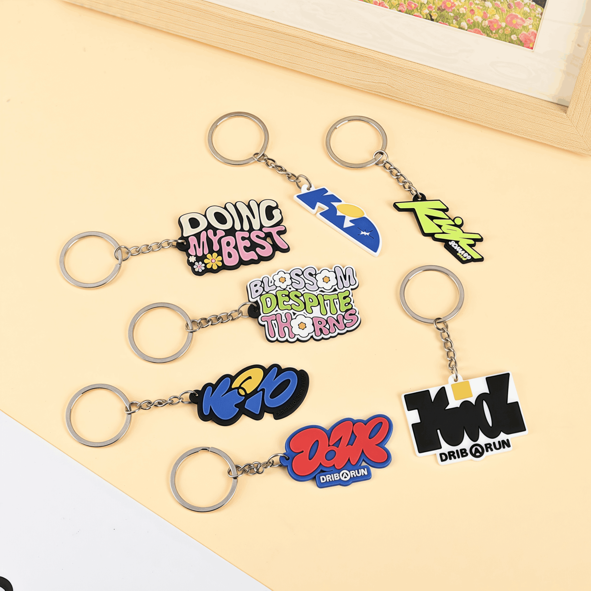 Custom 2D Die-Cut Rubber PVC Keychains Promotional Keytag