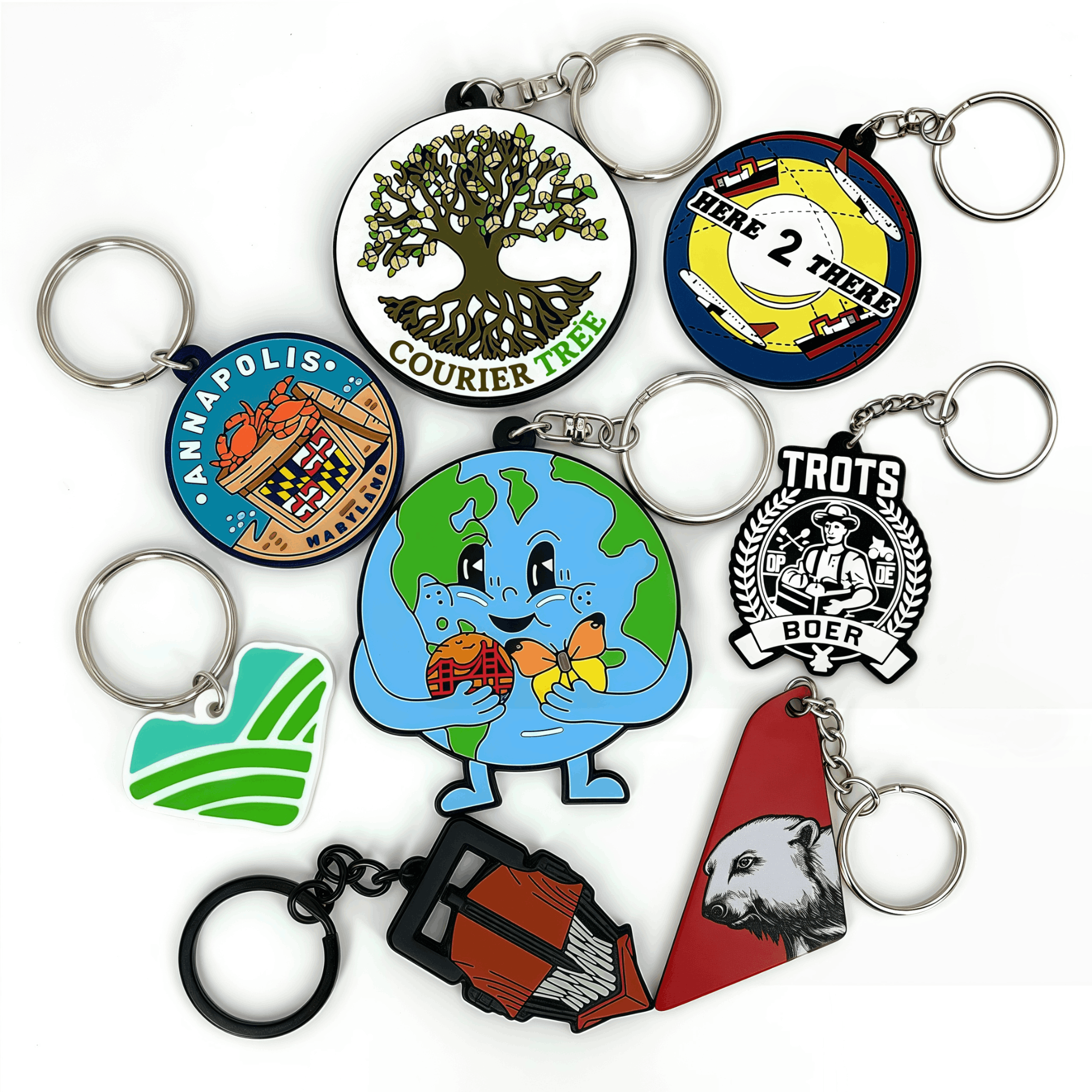 Custom 2D Die-Cut Rubber PVC Keychains Promotional Keytag