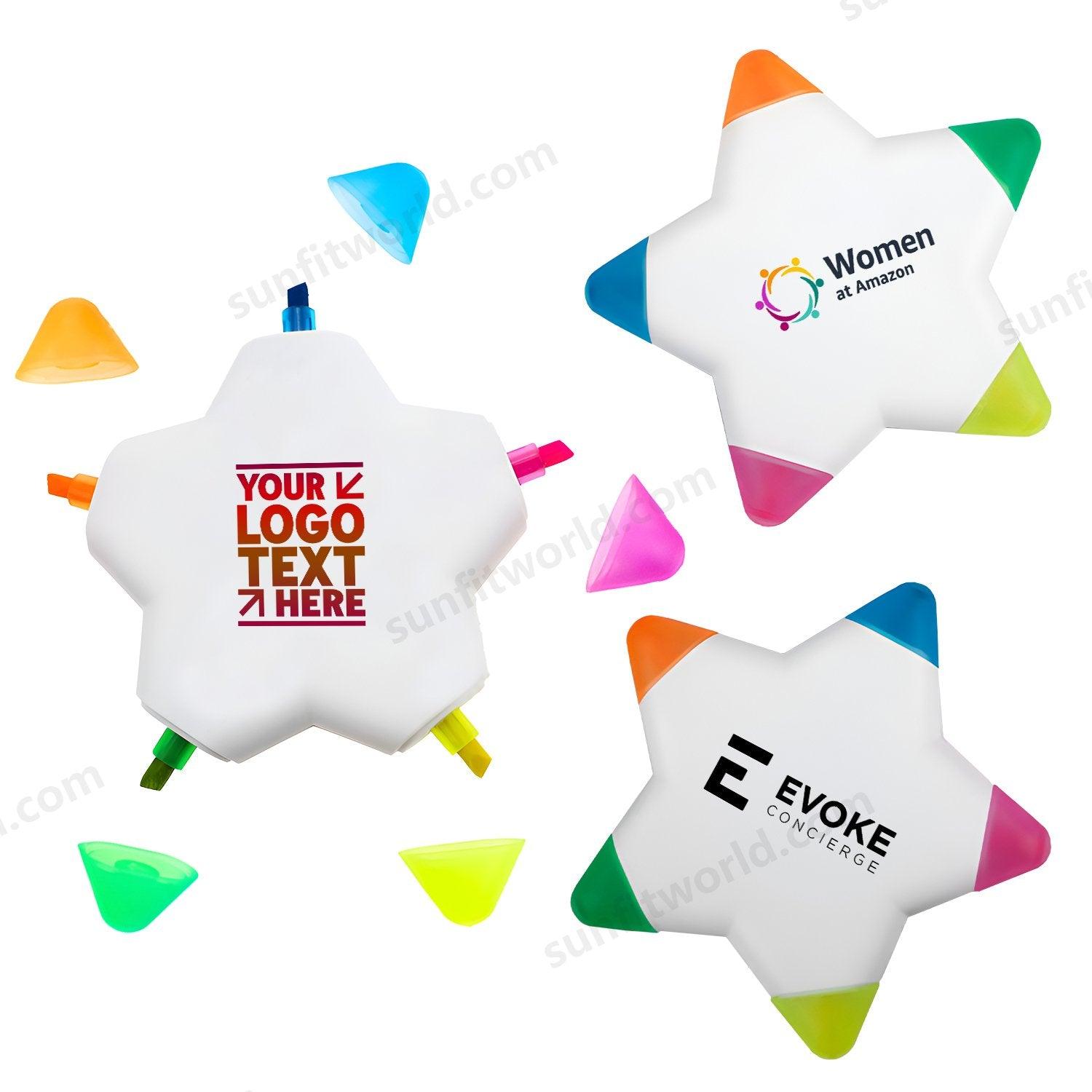 Bulk Custom 5-in-1 Promotional Imprinted Star Highlighters Pen