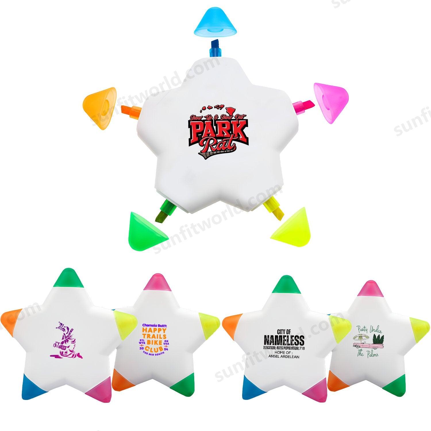 Bulk Custom 5-in-1 Promotional Imprinted Star Highlighters Pen