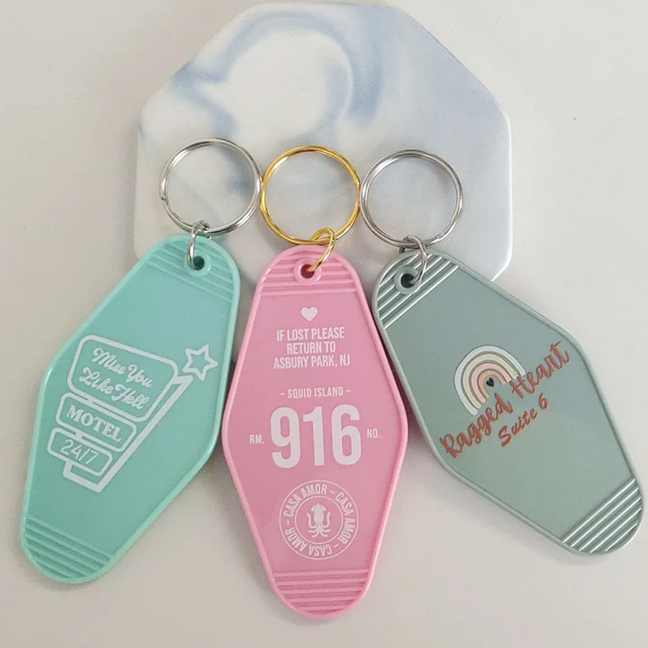 50Custom UV Keychains Promotionals | Hotel Key ring Cute Keychains Promo Items Keychain Hotel Motel Luggage
