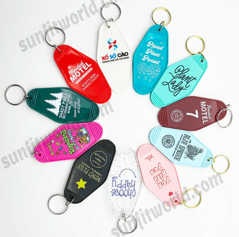 50Custom UV Keychains Promotionals | Hotel Key ring Cute Keychains Promo Items Keychain Hotel Motel Luggage