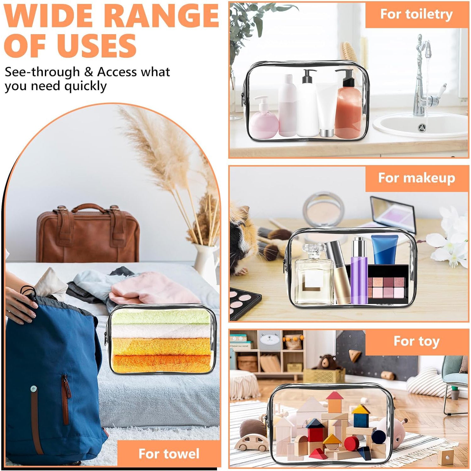 Wholesale Custom Logo Clear Travel Toiletry Bag Set