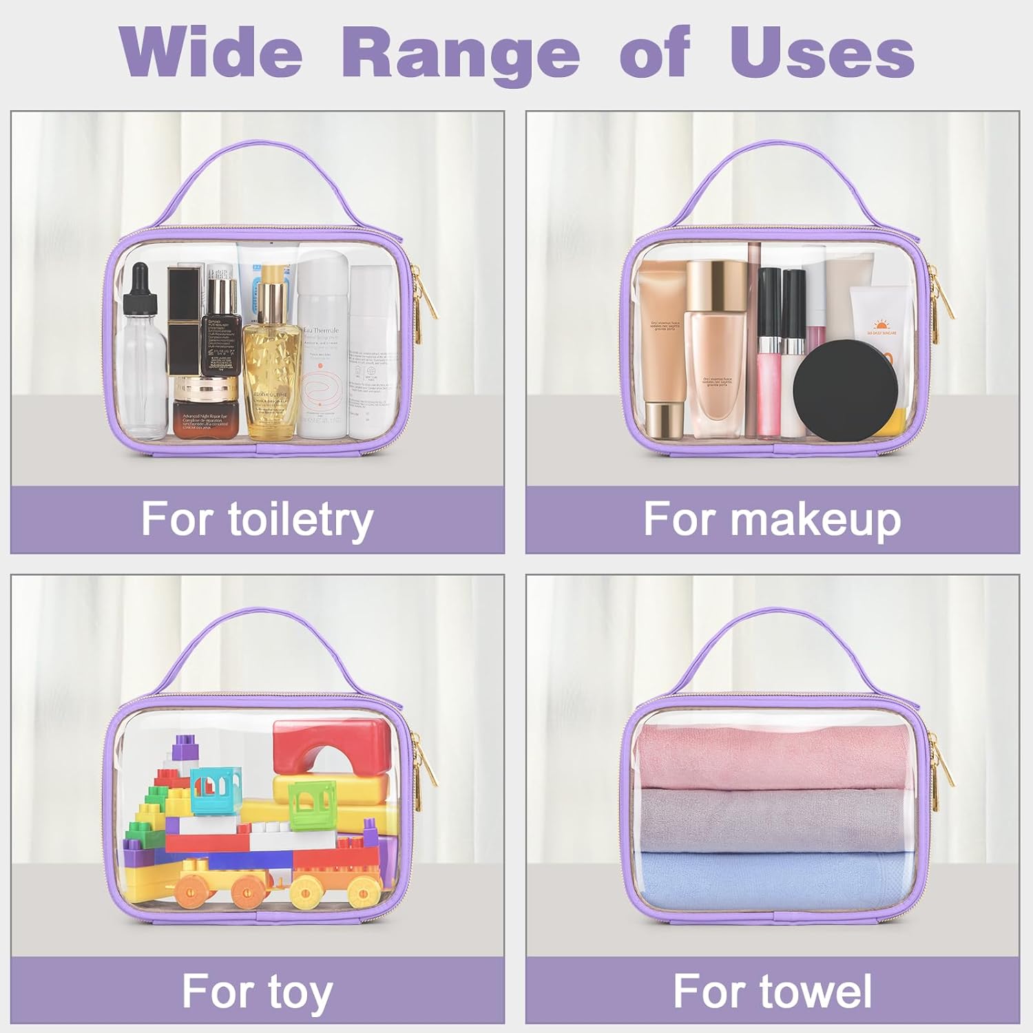 Custom Clear Makeup & Travel Organizer with Handles – TSA Approved Toiletry Bag