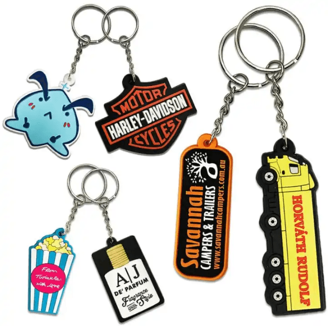 Wholesale 2D Soft Pvc Silicone Die Cut Keyring Rubber Custom Logo Keychain