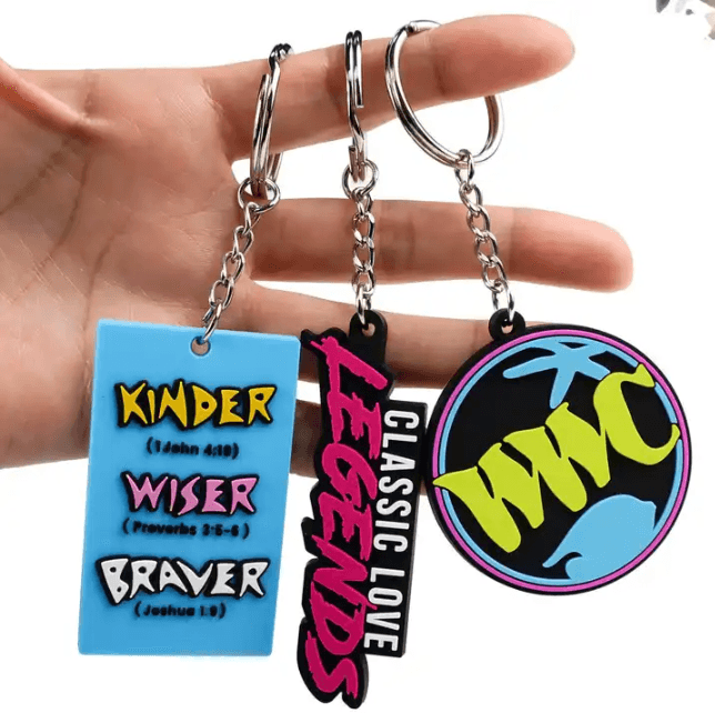 CUSTOM 3D DIE-CUT RUBBER PVC KEYCHAINS KEYTAG PROMOTIONAL