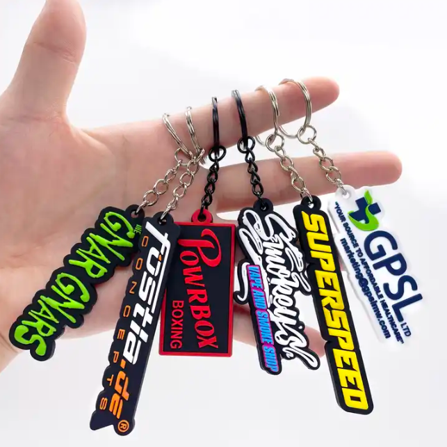 Wholesale 3d Soft Pvc Silicone Die Cut Keyring Llaveros De Anime Football Keychains Key Chain Rubber Kawaii Custom Logo Keychain