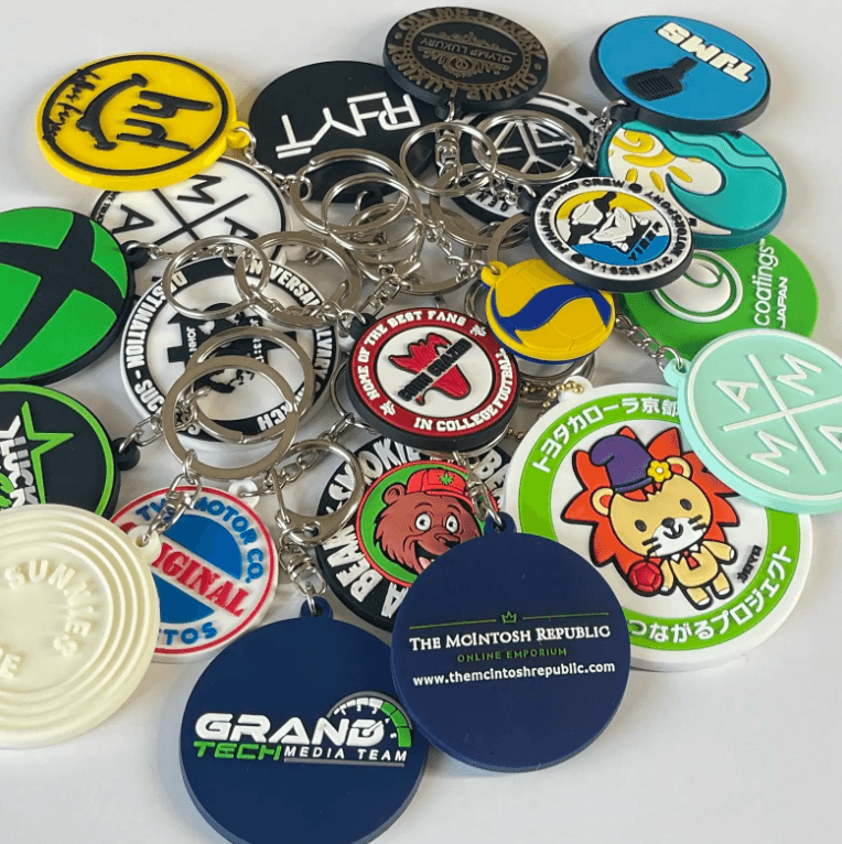 CUSTOM 3D DIE-CUT RUBBER PVC KEYCHAINS KEYTAG PROMOTIONAL