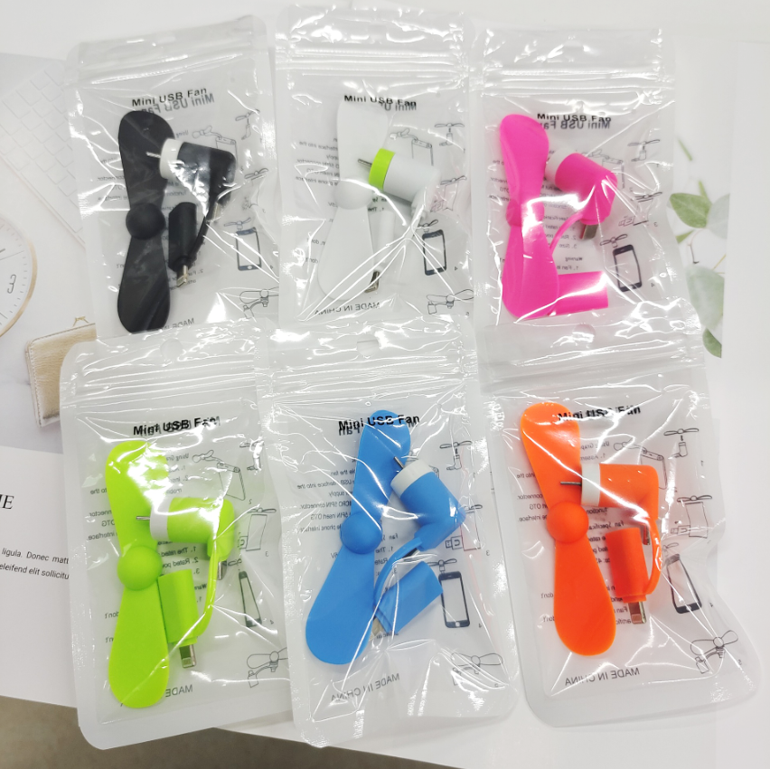 Custom 2 in 1 Portable Fan For Iphone, Android, Type-C Promotionals | Battery Powered Fan Promo items Cell Phone Accessories