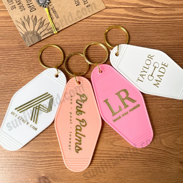 Personalized Gold Foil Keychains Promotionals Key Tags | Designer Keychain Logo Keychain Product Promotion