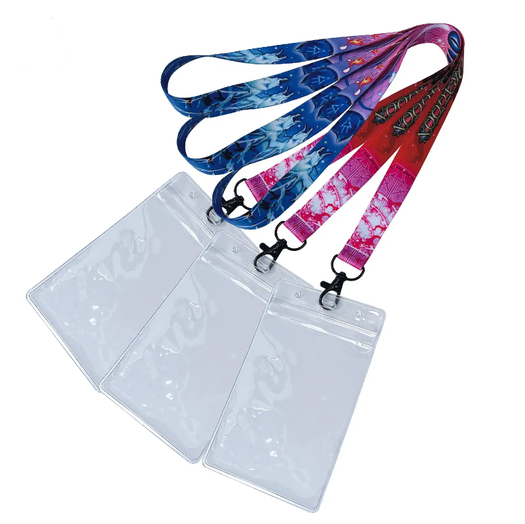 Custom Logo Full Color Lanyards - Soft Plastic Card Holder
