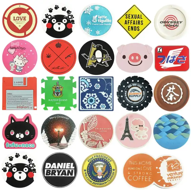 Custom Personalized Any Shape Rubber Coasters Soft PVC Cup Drink Coaster With Your Logo Design