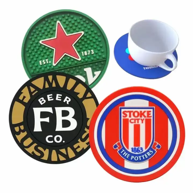 Custom Personalized Any Shape Rubber Coasters Soft PVC Cup Drink Coaster With Your Logo Design