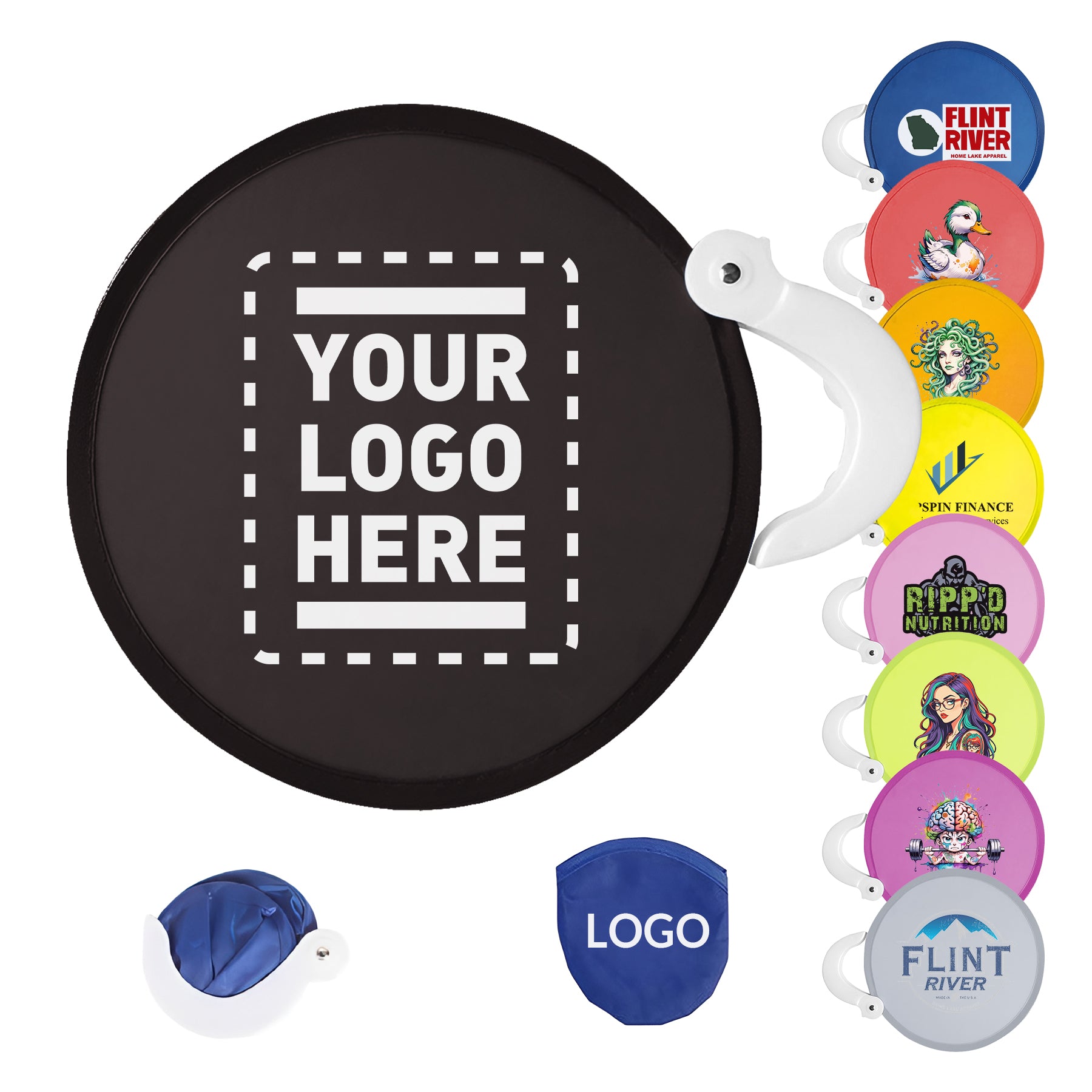 Custom Twist Fold Hand Fans | Collapsible Nylon Promotional Fans with Handle