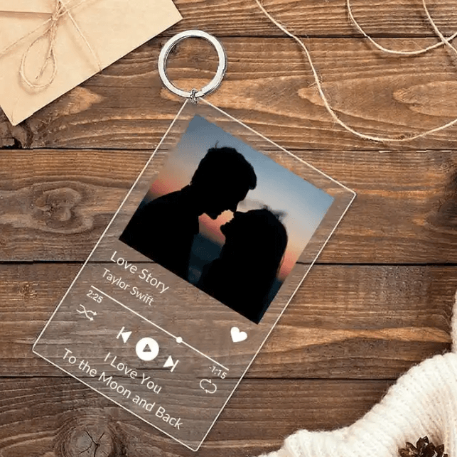 Custom Music Acrylic Photo Keychain | KeyTags Wedding Gift Idea
