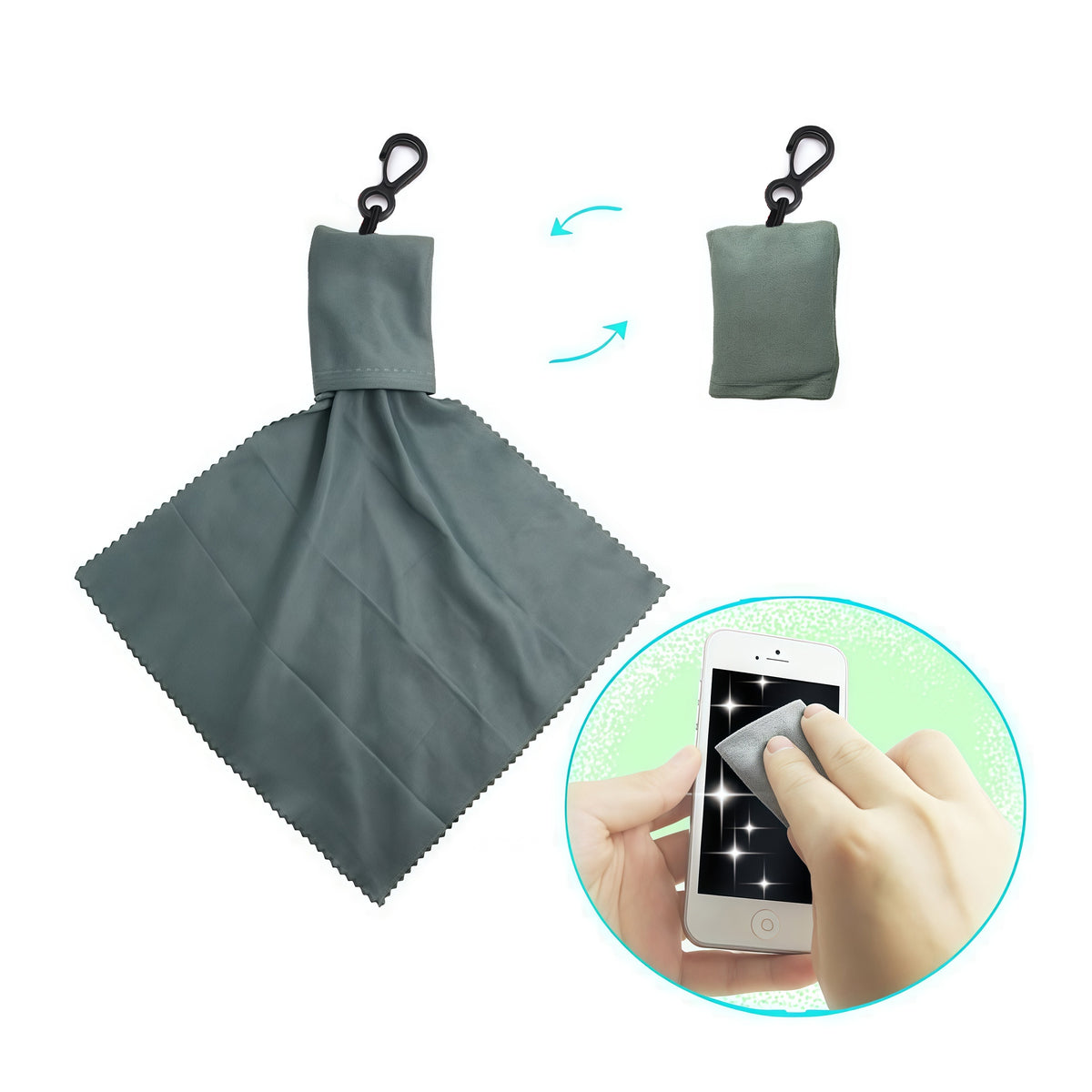 Custom Logo Microfiber Glasses Cleaning Cloth with Keychain Pouch