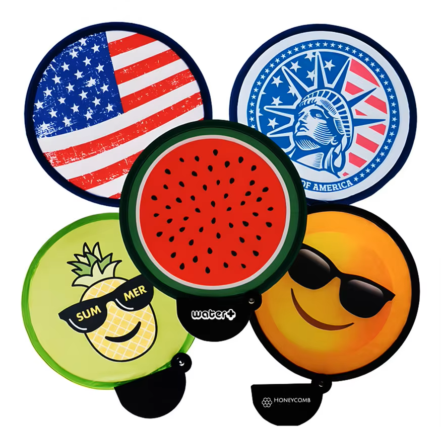Custom Collapsible Hand Fans | Bulk Twist Fold Nylon Promotional Fans with Handle