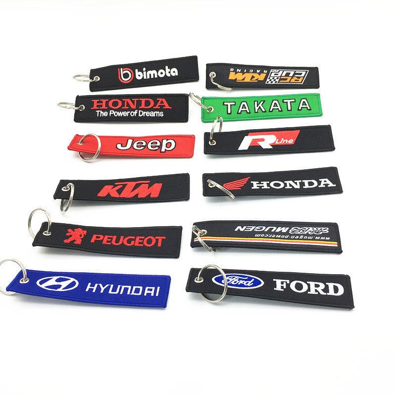 Custom Woven Embroidered Keychain Key Tags Logo Personalized Gift