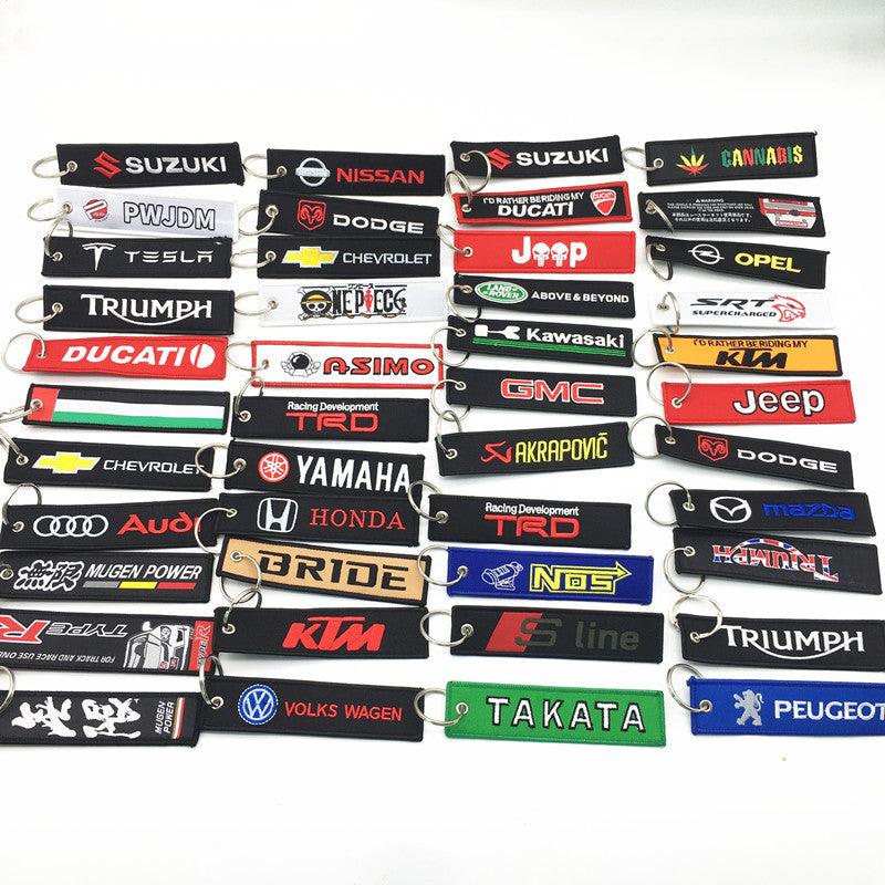 Custom Woven Embroidered Keychain Key Tags Logo Personalized Gift
