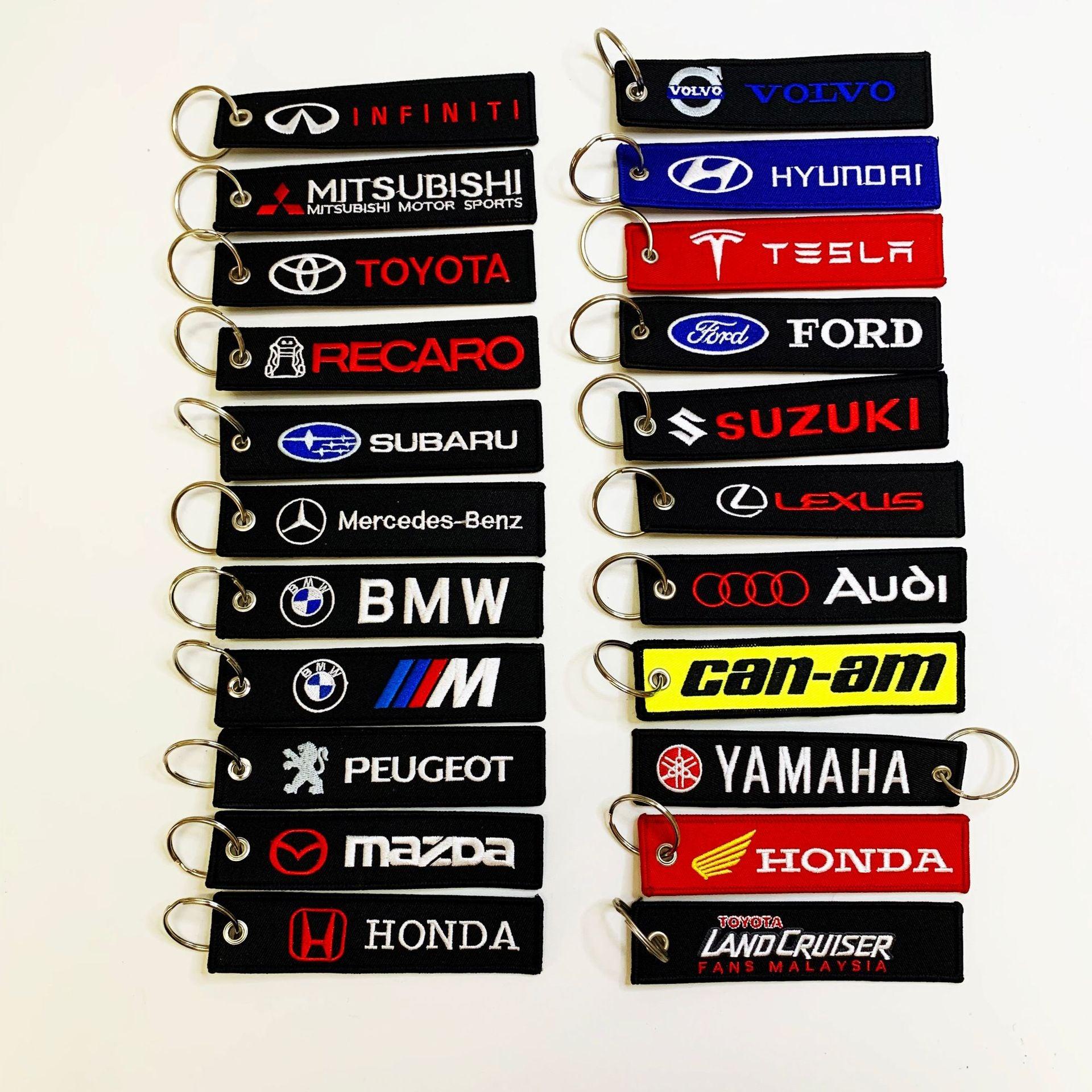 Custom Woven Embroidered Keychain Key Tags Logo Personalized Gift