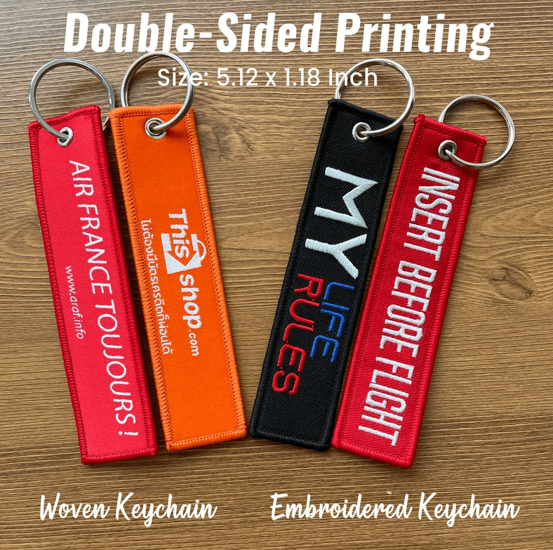 Custom Woven Embroidered Keychain Key Tags Logo Personalized Gift