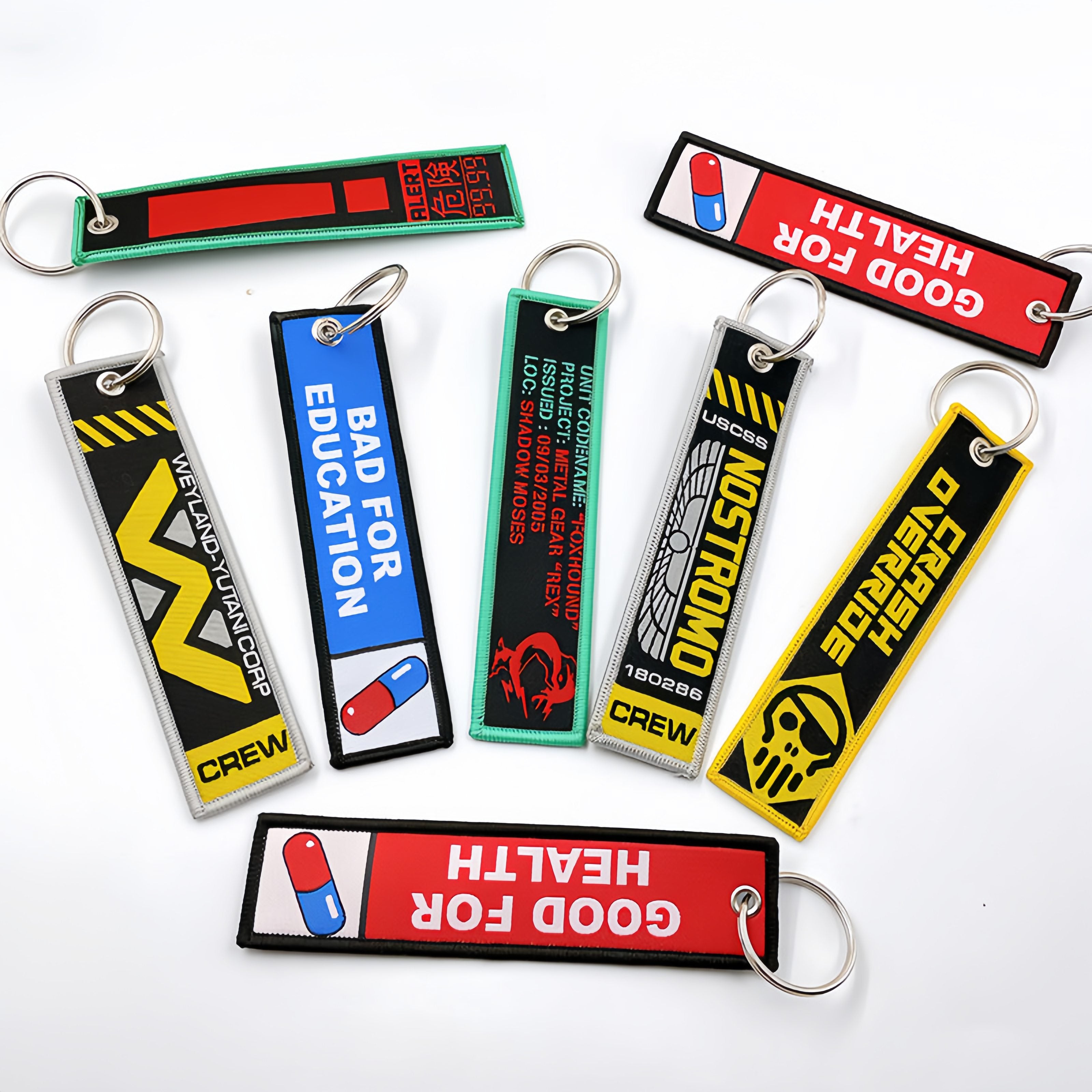 Custom Woven Embroidered Keychain Key Tags Logo Personalized Gift