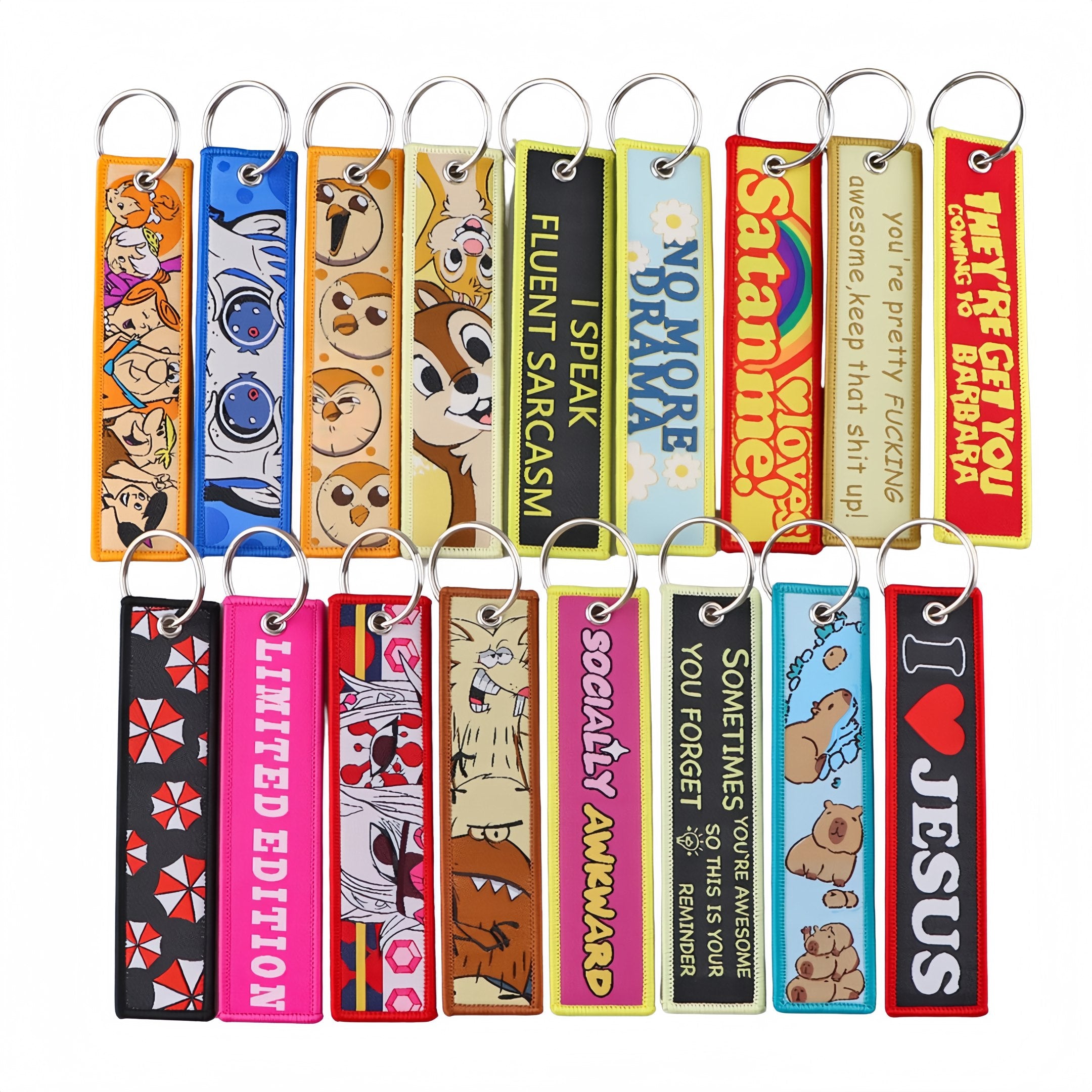 Custom Woven Embroidered Keychain Key Tags Logo Personalized Gift