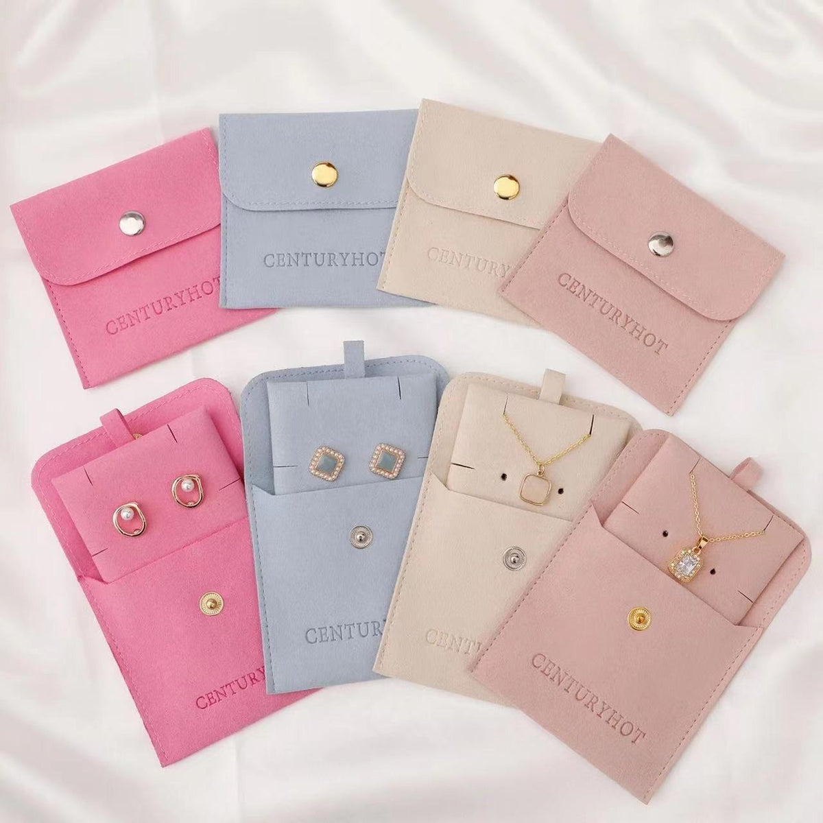 Custom Logo Microfiber Envelope Packaging Jewelry Pouches with Insert Cards