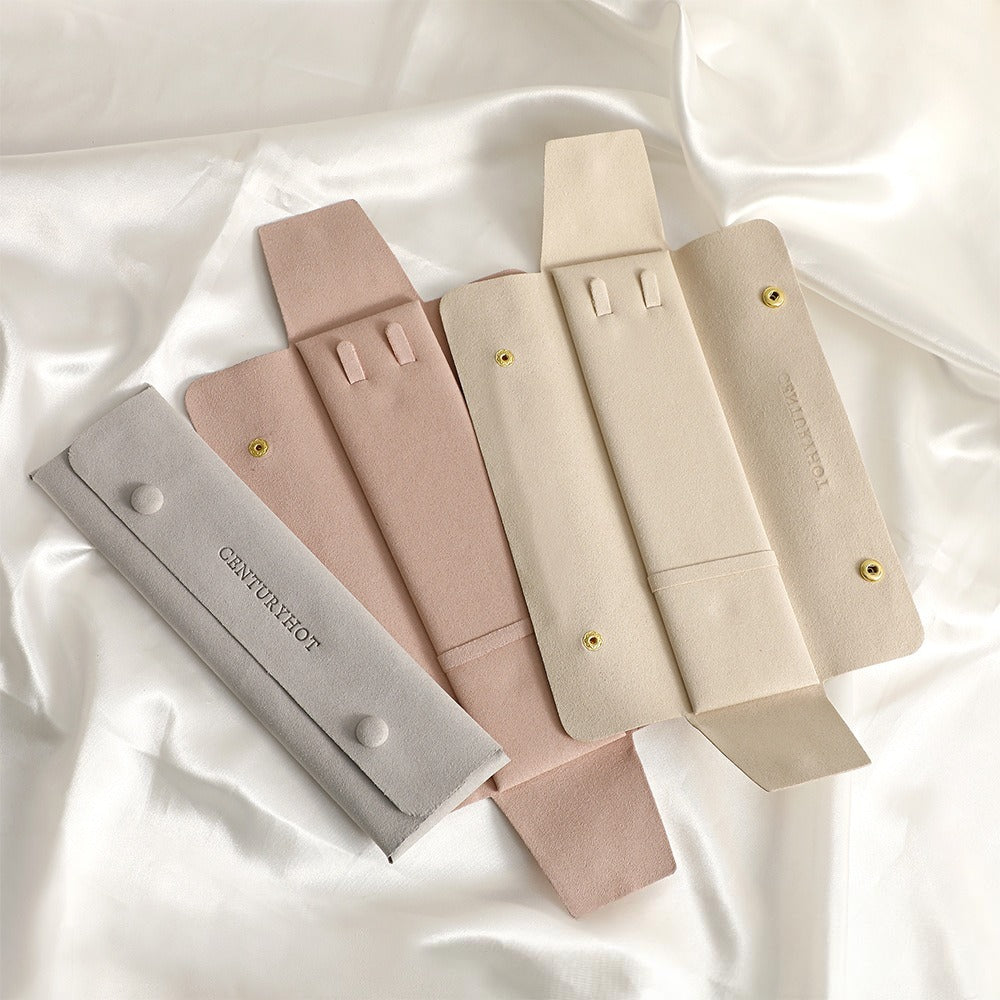 Custom Logo Microfiber Jewelry Pouches – Rectangle Necklace Packaging Bags
